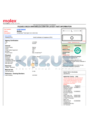 0192150034 datasheet - VersaKrimp Butt Splice for 8 AWG Wire