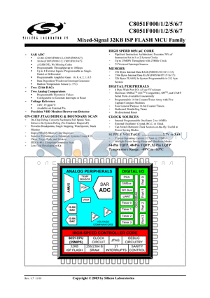 C8051F000 datasheet - Mixed-Signal 32KB ISP FLASH MCU Family