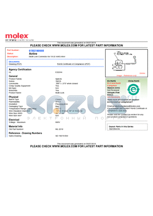 0192160005 datasheet - Multi-Lock Connector for 18-22 AWG Wire