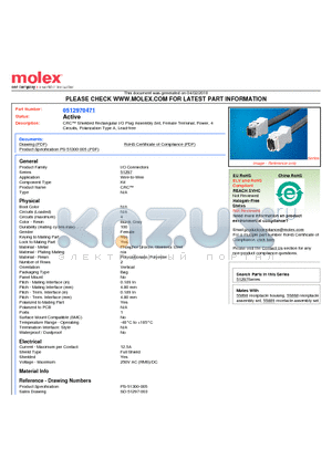 51297-0471 datasheet - CRC Shielded Rectangular I/O Plug Assembly Set, Female Terminal, Power, 4 Circuits, Polarization Type A, Lead-free