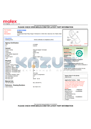 0192210565 datasheet - Compression Style Ring Tongue Terminal