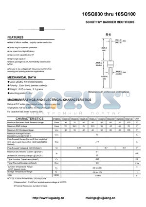 10SQ030 datasheet - SCHOTTKY BARRIER RECTIFIERS