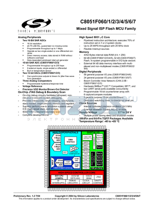 C8051F066 datasheet - Mixed Signal ISP Flash MCU Family