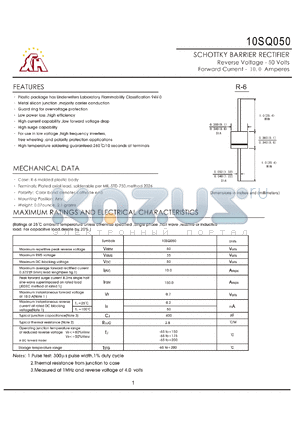 10SQ050R-6 datasheet - SCHOTTKY BARRIER RECTIFIER