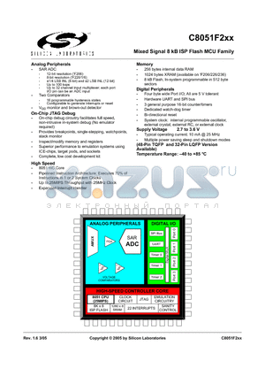 C8051F2XX datasheet - Mixed Signal 8 kB ISP Flash MCU Family