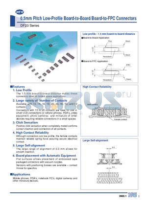 DF23C-16DP-0.5V datasheet - 0.5mm Pitch Low-Profile Board-to-Board/Board-to-FPC Connectors