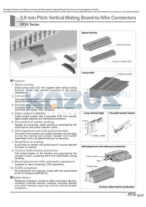 DF2450DS-0.9C datasheet - 0.9 mm Pitch Vertical Mating Board-to-Wire Connectors