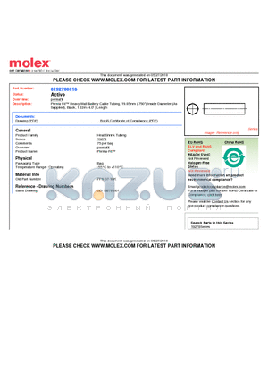 0192700018 datasheet - Perma-Fit Heavy Wall Battery Cable Tubing, 19.05mm (.750