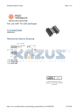 513102B02500 datasheet - For use with TO-220 packages