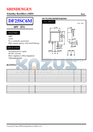 DF25SC6M datasheet - Schottky Rectifiers (SBD) (60V 25A)