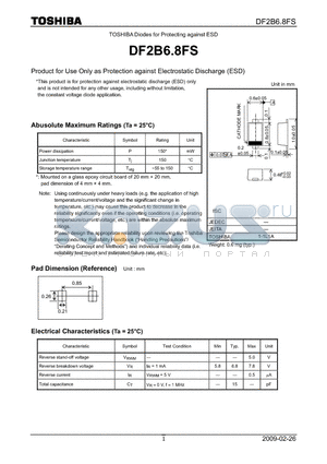 DF2B6.8FS datasheet - Diodes for Protecting against ESD