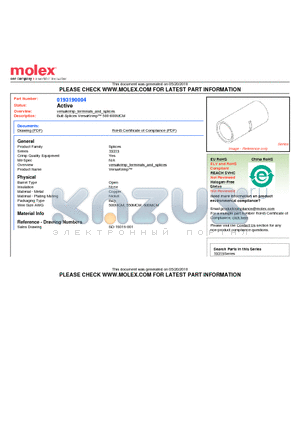 0193190004 datasheet - Butt Splices VersaKrimp 500-600MCM