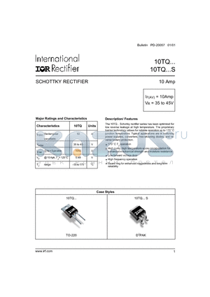 10TQ030S datasheet - SCHOTTKY RECTIFIER