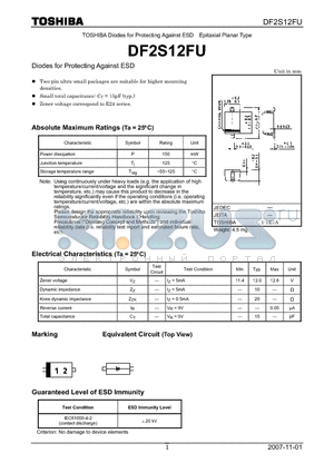 DF2S12FU datasheet - Diodes for Protecting Against ESD