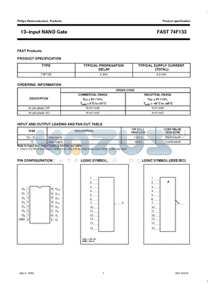 74F133 datasheet - 13.input NAND Gate