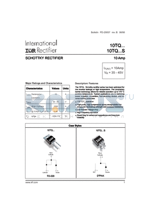 10TQ035 datasheet - SCHOTTKY RECTIFIER