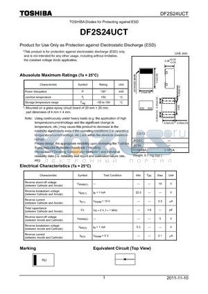 DF2S24UCT datasheet - Product for Use Only as Protection against Electrostatic Discharge(ESD)