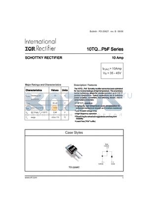 10TQ035PBF datasheet - SCHOTTKY RECTIFIER