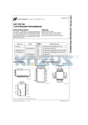 74F138SJ datasheet - 1-of-8 Decoder/Demultiplexer