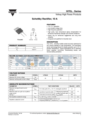 10TQ045 datasheet - Schottky Rectifier, 10 A