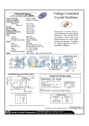 CVXO-918T datasheet - Voltage Controlled Crystal Oscillator