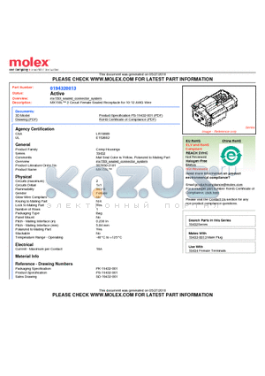 0194320013 datasheet - MX150L 2 Circuit Female Sealed Receptacle for 10-12 AWG Wire