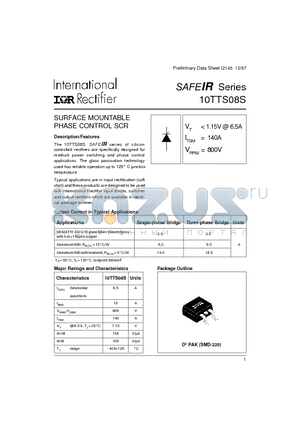 10TTS08S datasheet - SURFACE MOUNTABLE PHASE CONTROL SCR