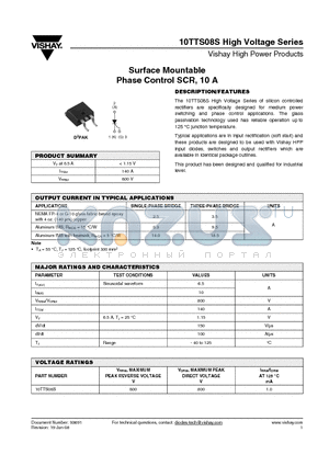 10TTS08S datasheet - Surface Mountable Phase Control SCR, 10 A