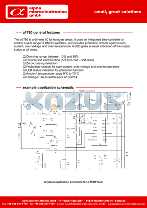 A1780 datasheet - dimmer IC for halogen lamps