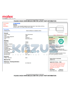 0196020006 datasheet - Avikrimp Fully Insulated Piggyback Quick Disconnect, Tab 6.35mm (.250
