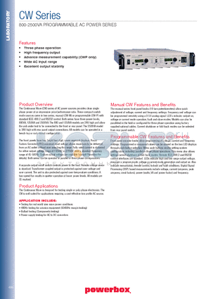 CW1251M datasheet - 800-2500VA PROGRAMMABLE AC POWER SERIES