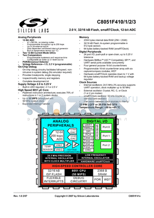 C8051F412 datasheet - 2.0 V, 32/16 kB Flash, smaRTClock, 12-bit ADC