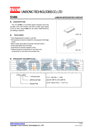 51494L-S16-R datasheet - LINEAR INTEGRATED CIRCUIT