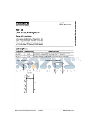 74F153PC datasheet - Dual 4-Input Multiplexer