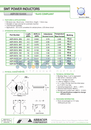 ASPI-5619-330 datasheet - SMT POWER INDUCTORS