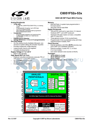 C8051F537-IT datasheet - 8/4/2 kB ISP Flash MCU Family