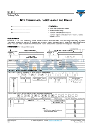 01C2001SFC3 datasheet - NTC Thermistors, Radial Leaded and Coated