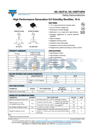 10UT10_12 datasheet - High Performance Generation 5.0 Schottky Rectifier, 10 A