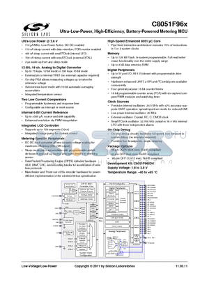 C8051F960-A-GM datasheet - Ultra-Low-Power, High-Efficiency, Battery-Powered Metering MCU