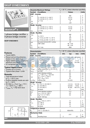 01NEC066V3 datasheet - 1-phase bridge rectifier