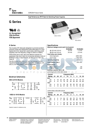 10VG1 datasheet - High Performance RFI Filters for Switching Power Supplies