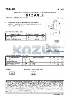01ZAB8.2 datasheet - DIODES( DIODES FOR PROTECTING AGAINST ESD)