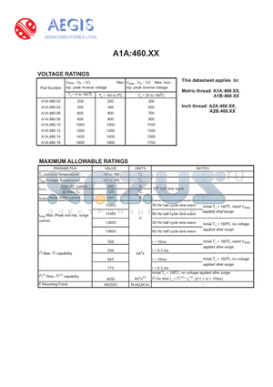 A1A460.02 datasheet - Normal Recovery Diodes