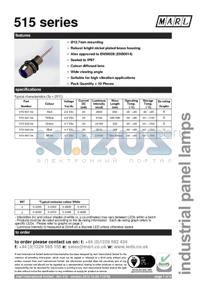 515-501-04-52 datasheet - 12.7mm mounting Robust bright nickel plated brass housing