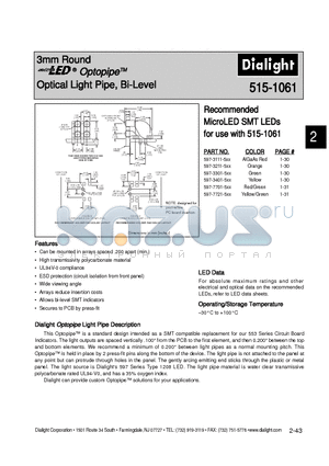 515-1061 datasheet - Optical Light Pipe, Bi-Level