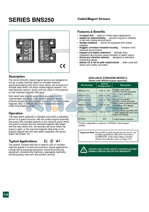 BNS250-12Z datasheet - Coded-Magnet Sensors