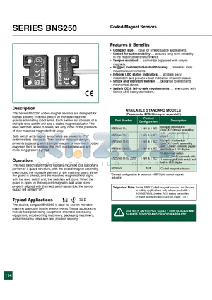 BNS250-12ZG datasheet - Coded-Magnet Sensors