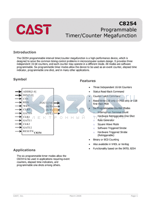 C8254 datasheet - PROGRAMMABLE TIMER /COUNTER MEGAFUNCTION