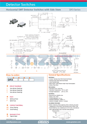 DF32PAUTR datasheet - Horizontal SMT Detector Switches with Side Stem