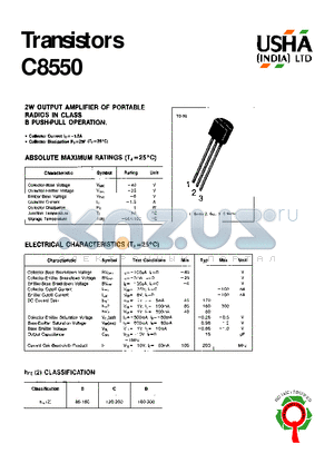 C8550 datasheet - Transistors 2WOUTPUT AMPLIFIER OF PORTABLE RADIOS IN CLASS B PUSH-PULL OPERATION